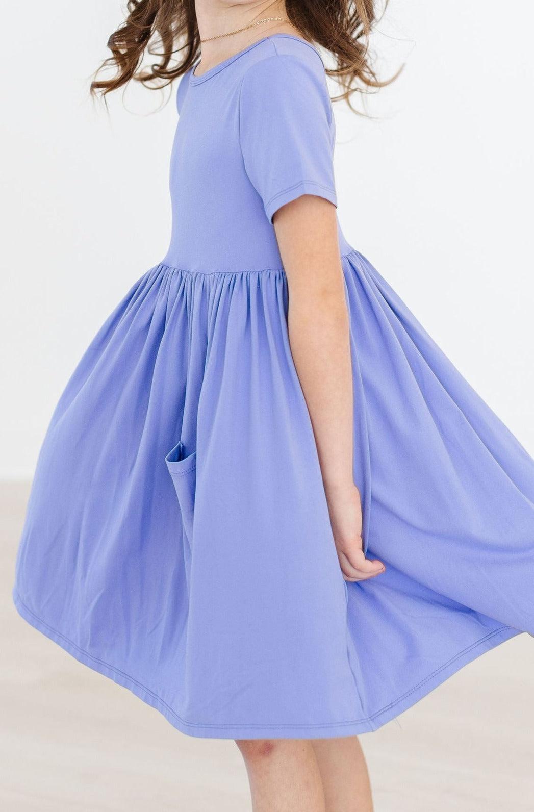 Periwinkle S/S Pocket Twirl Dress - Aaria Tees Aaria Tees