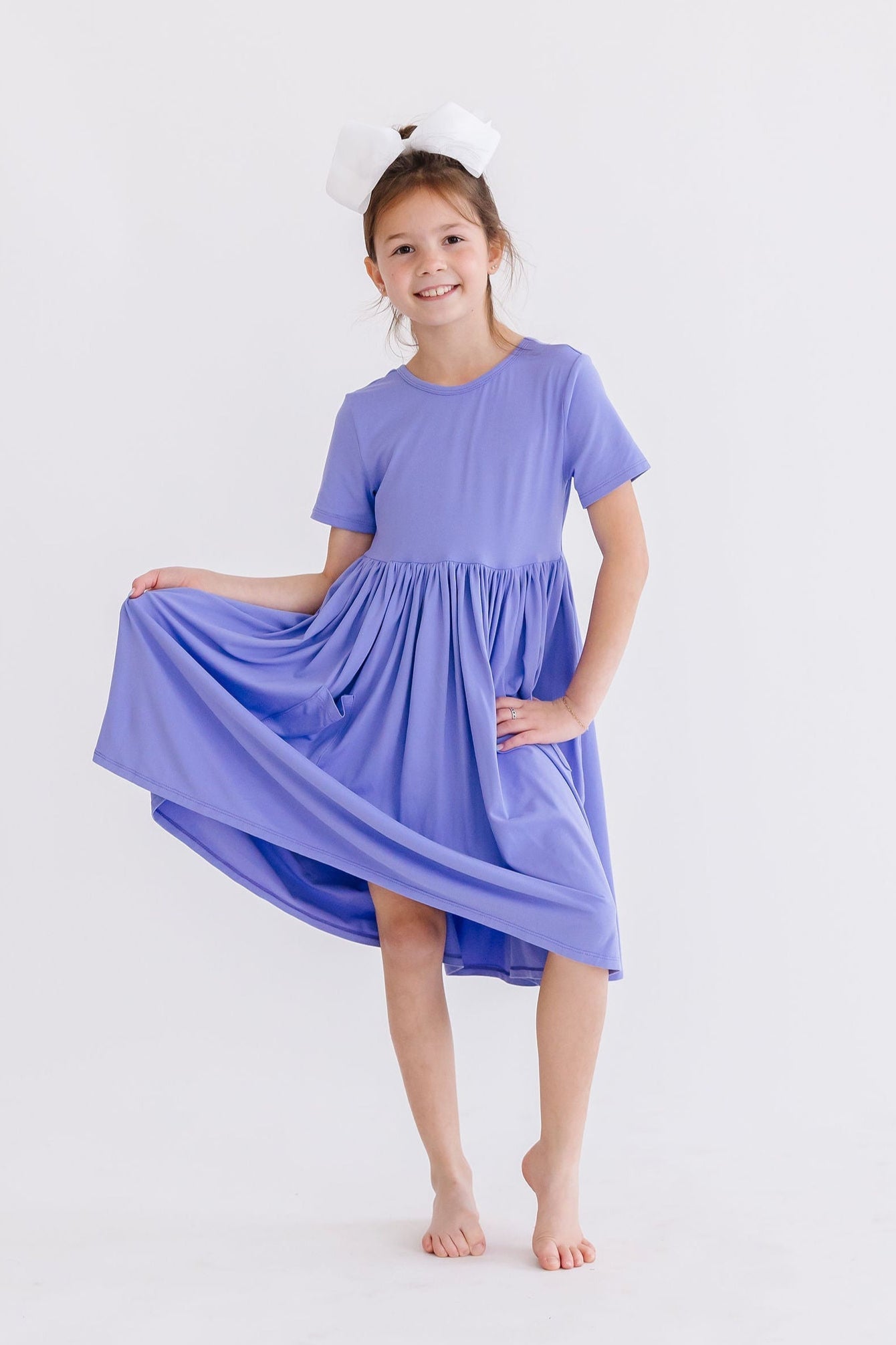 Periwinkle S/S Pocket Twirl Dress - Aaria Tees Aaria Tees