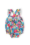 Petal Paradise Ruffle Cross Back Romper - Aaria Tees Aaria Tees