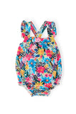 Petal Paradise Ruffle Cross Back Romper - Aaria Tees Aaria Tees