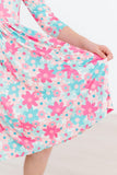 SALE Petal Perfection 3/4 Sleeve Pocket Twirl Dress - Aaria Tees Aaria Tees