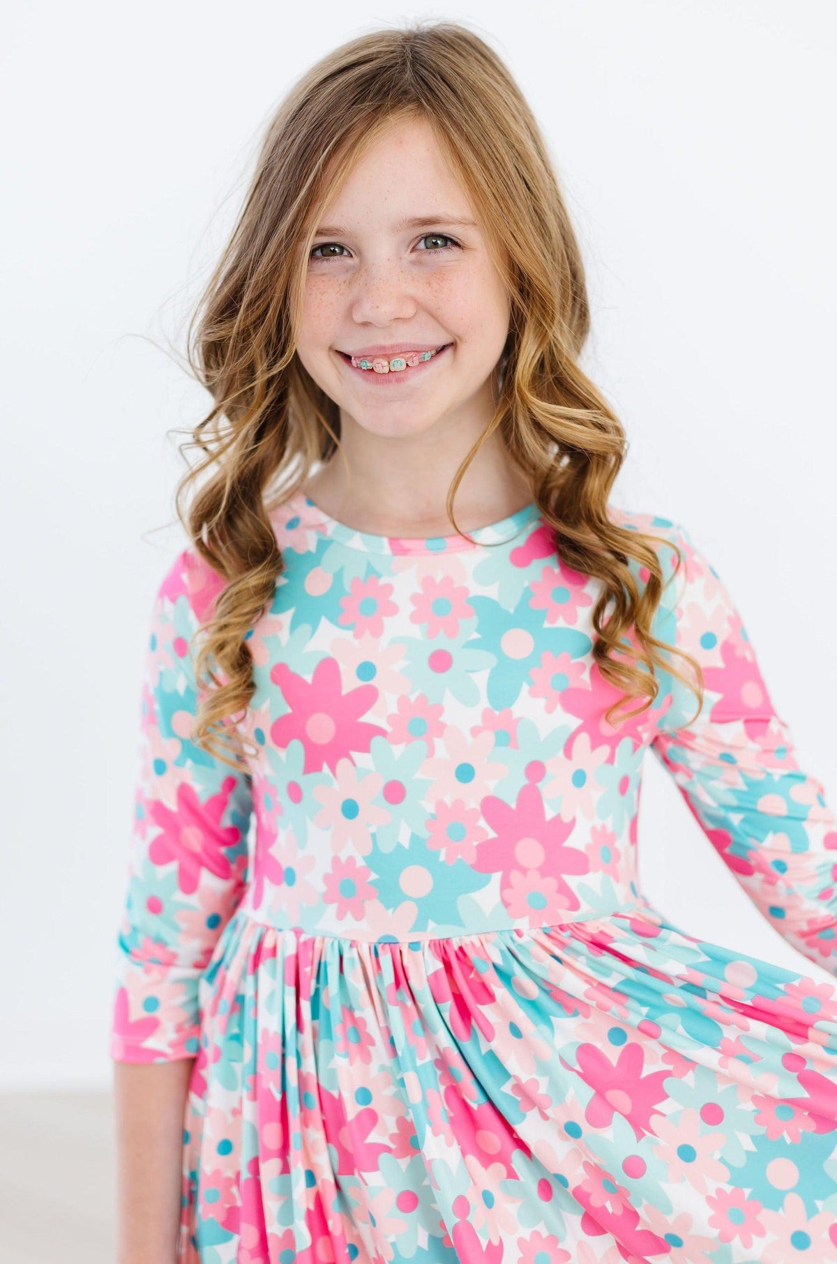 SALE Petal Perfection 3/4 Sleeve Pocket Twirl Dress - Aaria Tees