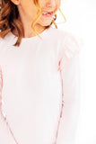 Petal Pink L/S Ruffle Tee - Aaria Tees Aaria Tees
