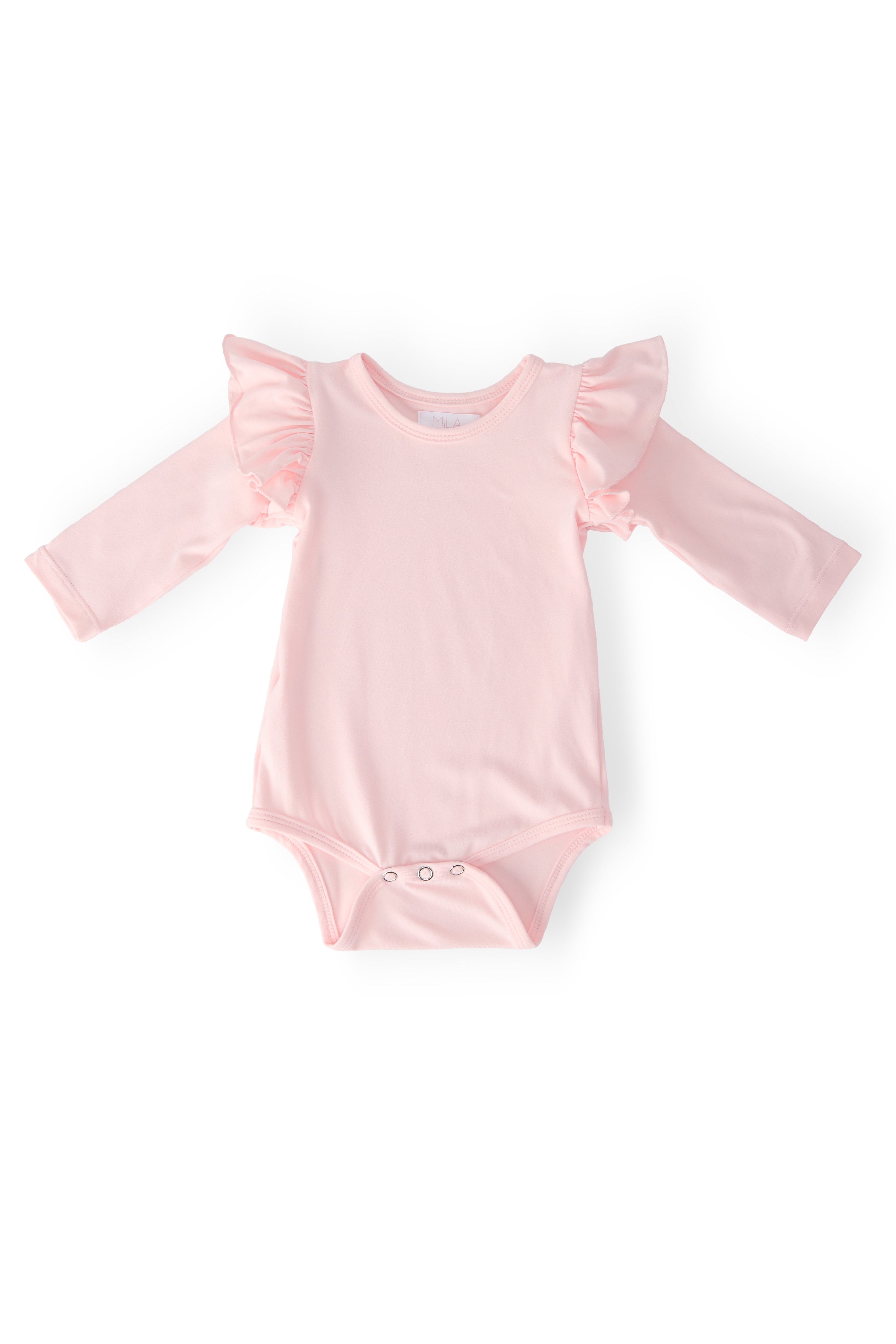 Petal Pink L/S Flutter Bodysuit - Aaria Tees Aaria Tees