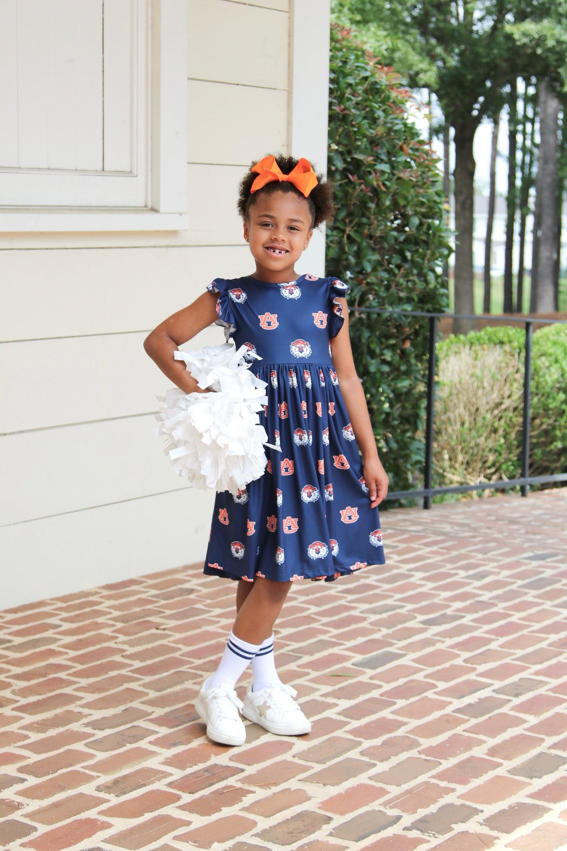 Auburn Blue Aubie Flutter Twirl Dress - Aaria Tees Aaria Tees