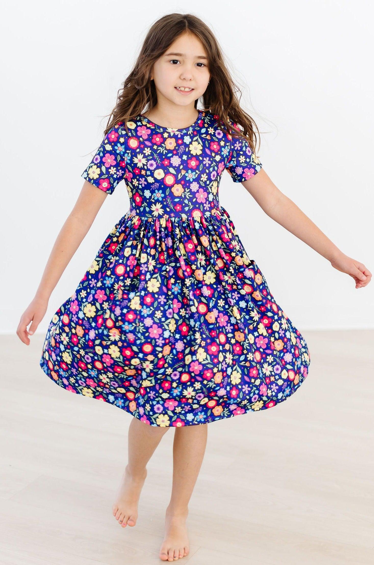 Pick a Posy S/S Pocket Twirl Dress - Aaria Tees Aaria Tees