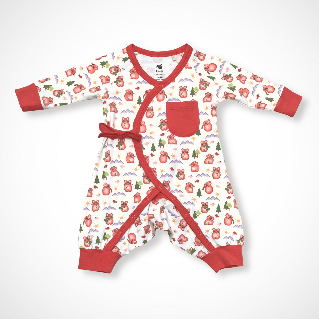Pika Kimono Long Sleeve Romper | Organic Pima Cotton - Aaria Tees Aaria Tees