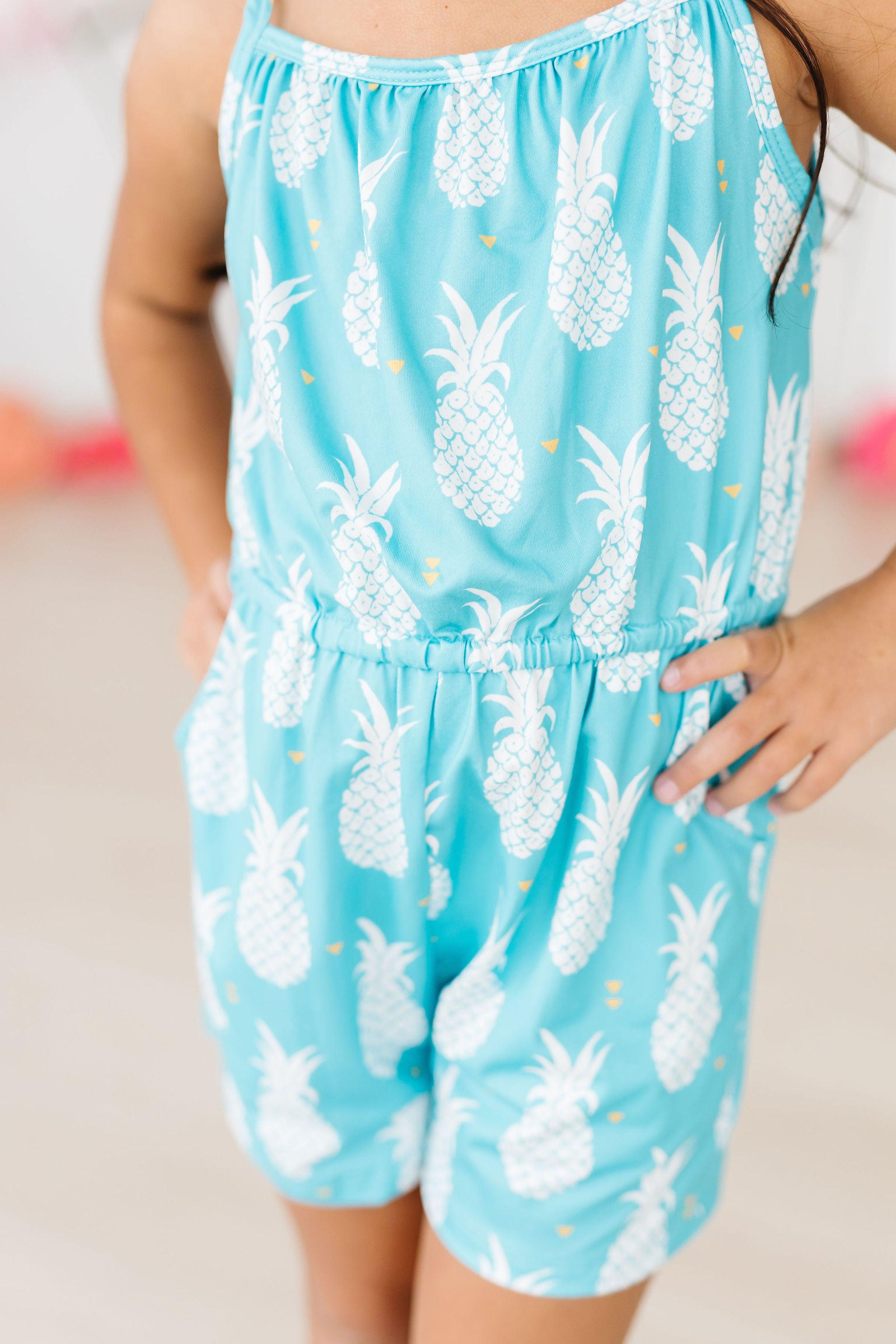 Pineapple Party Strappy Play Romper - Aaria Tees Aaria Tees