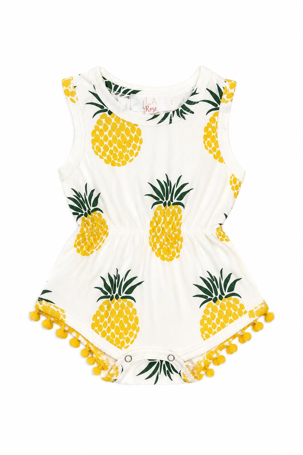 Pineapple Pom Pom Romper - Aaria Tees Aaria Tees