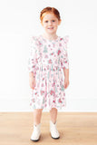Pink Christmas 3/4 Sleeve Ruffle Twirl Dress - Aaria Tees Aaria Tees