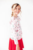 Pink Christmas L/S Ruffle Tee - Aaria Tees Aaria Tees