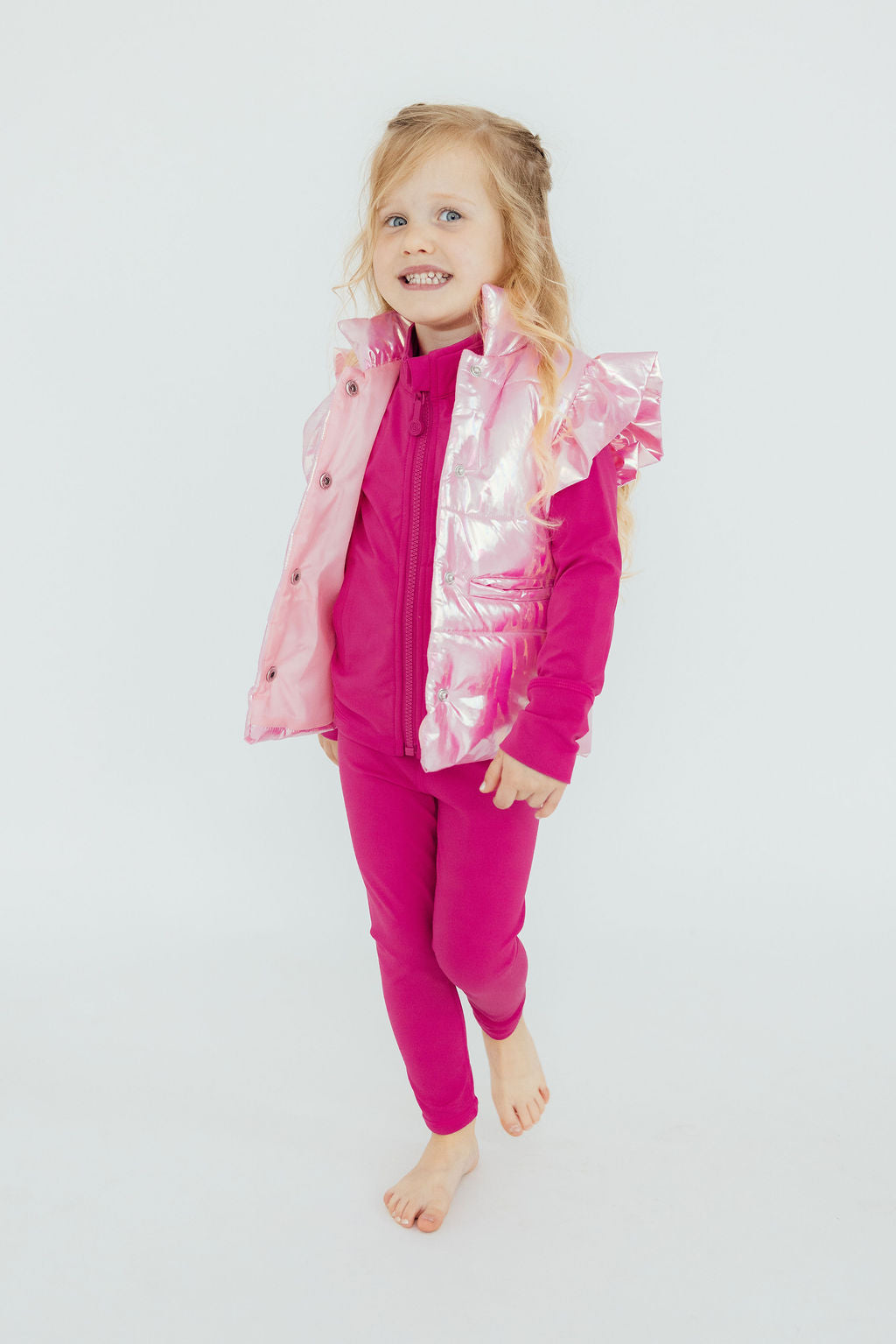 Pink Iridescent Puffer Vest - Aaria Tees Aaria Tees