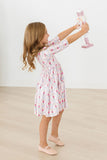 Pink Nutcracker 3/4 Sleeve Pocket Twirl Dress - Aaria Tees Aaria Tees