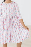 Pink Nutcracker 3/4 Sleeve Pocket Twirl Dress - Aaria Tees Aaria Tees