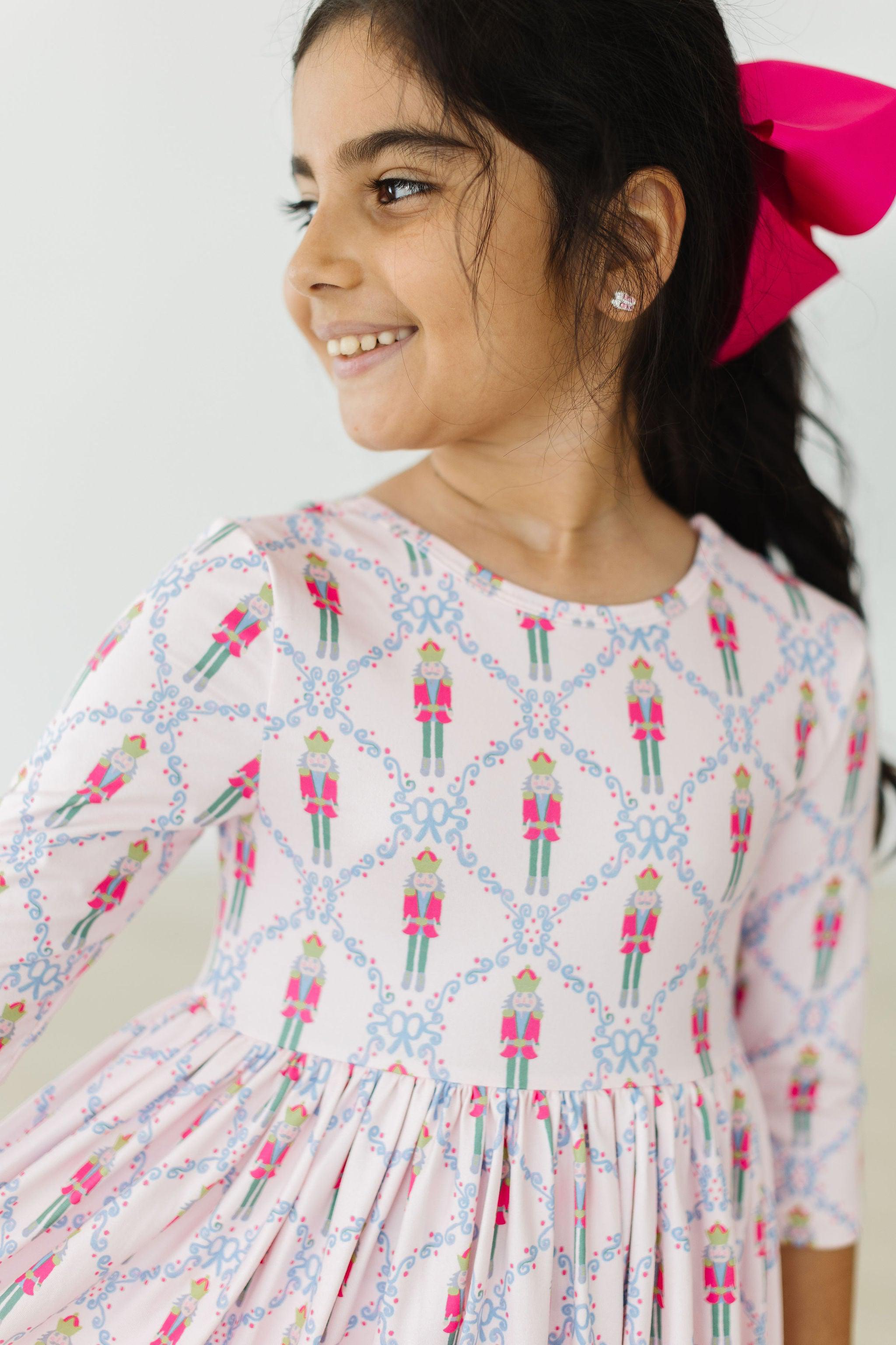Pink Nutcracker 3/4 Sleeve Pocket Twirl Dress - Aaria Tees Aaria Tees