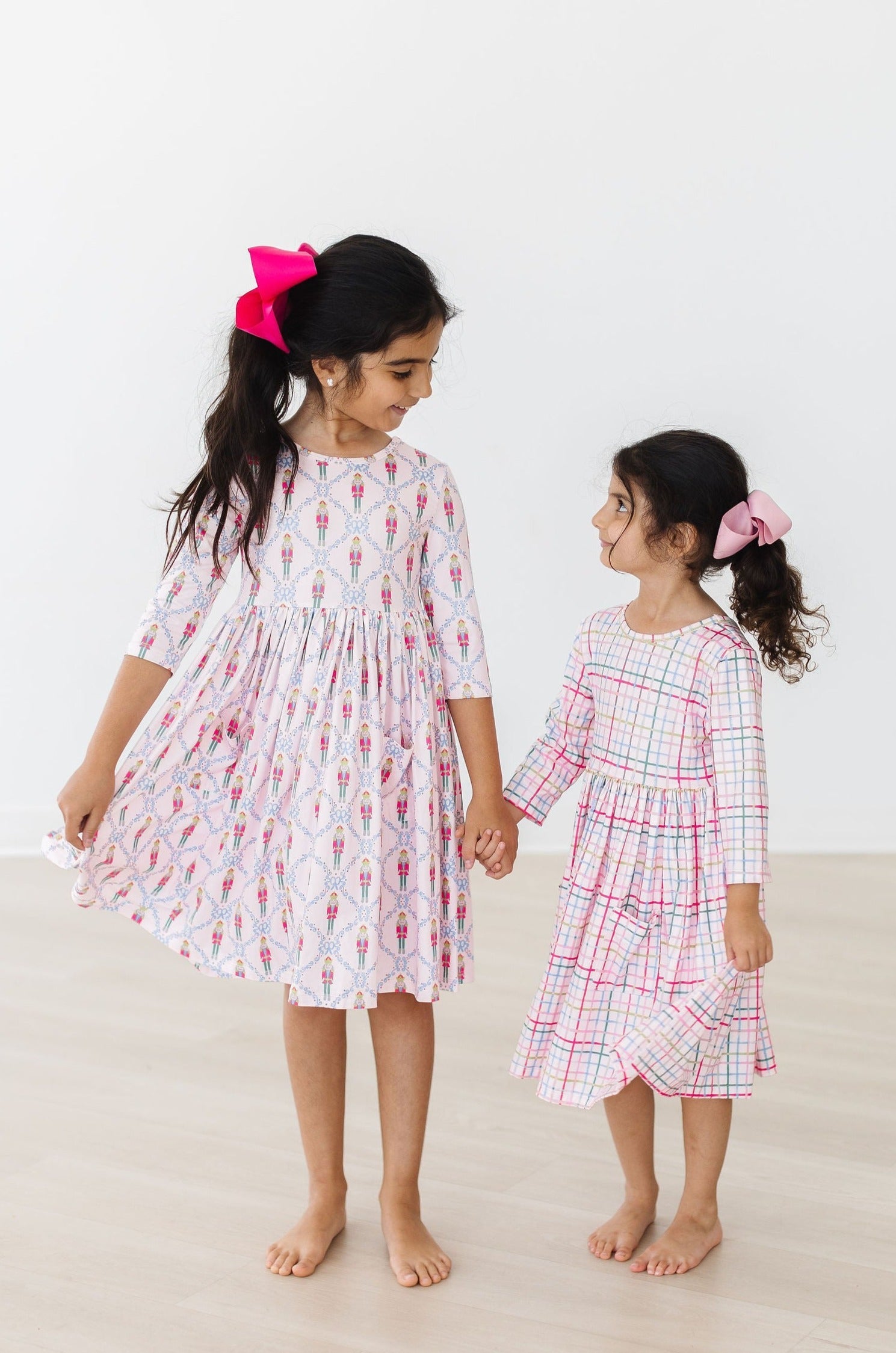 Pink Nutcracker 3/4 Sleeve Pocket Twirl Dress - Aaria Tees Aaria Tees