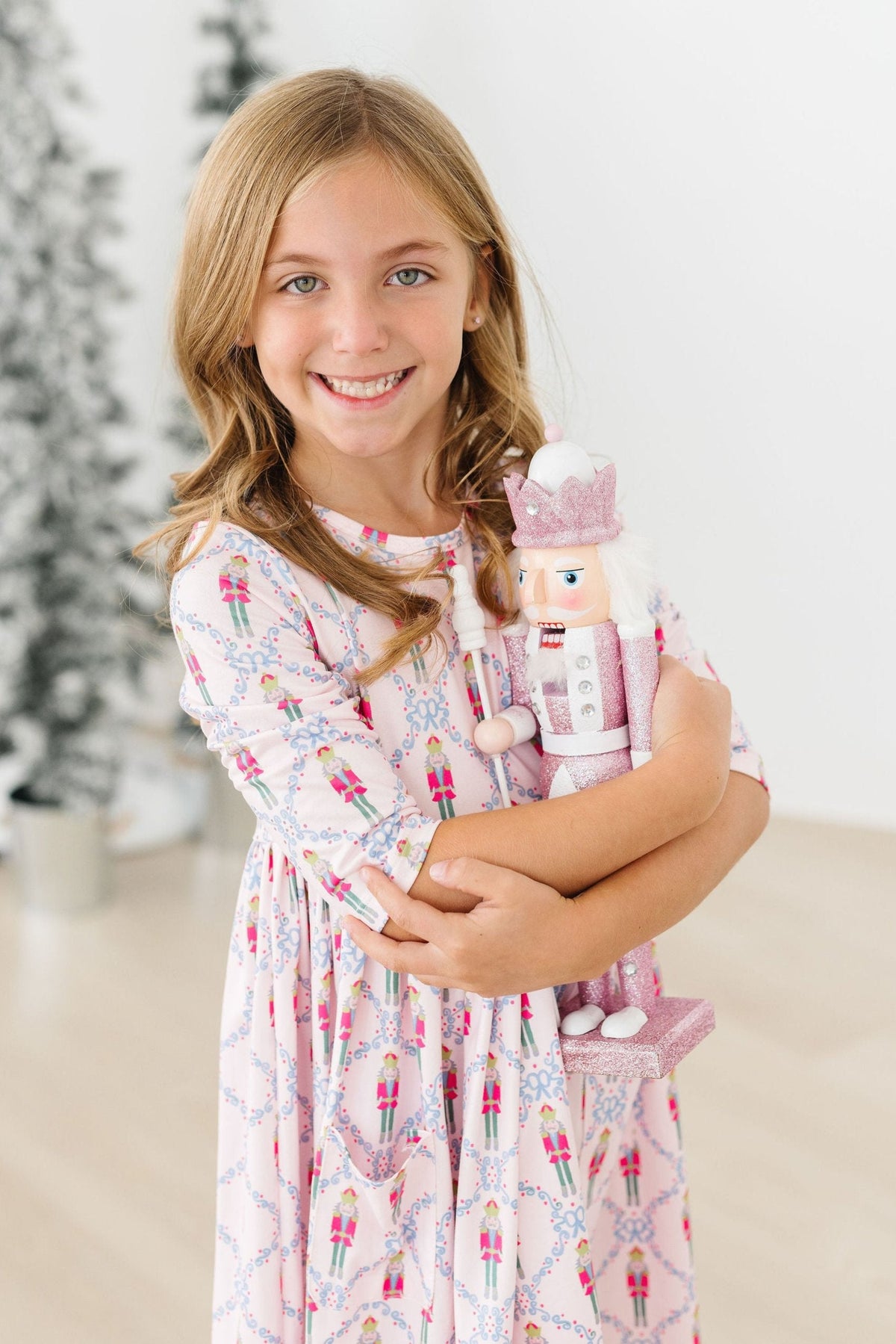 Pink Nutcracker 3/4 Sleeve Pocket Twirl Dress - Aaria Tees