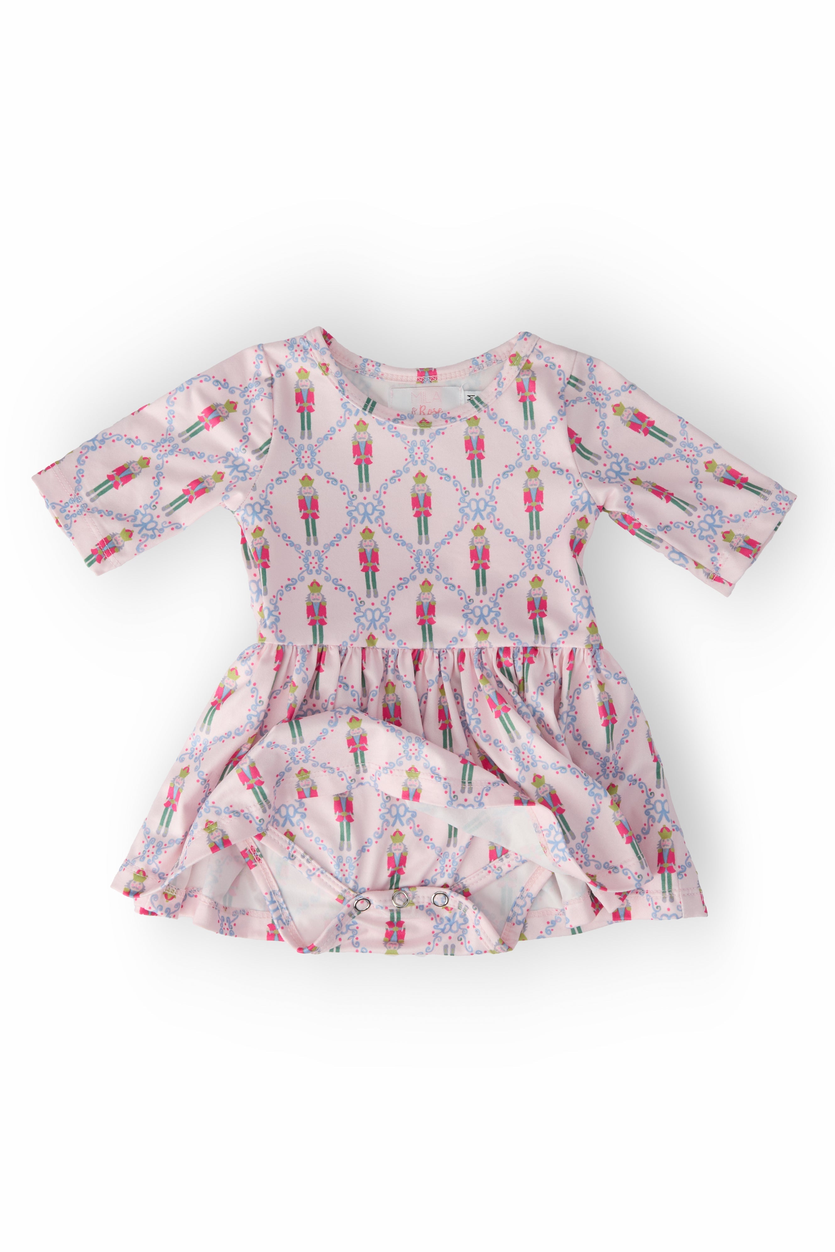 Pink Nutcracker 3/4 Sleeve Twirl Bodysuit - Aaria Tees Aaria Tees