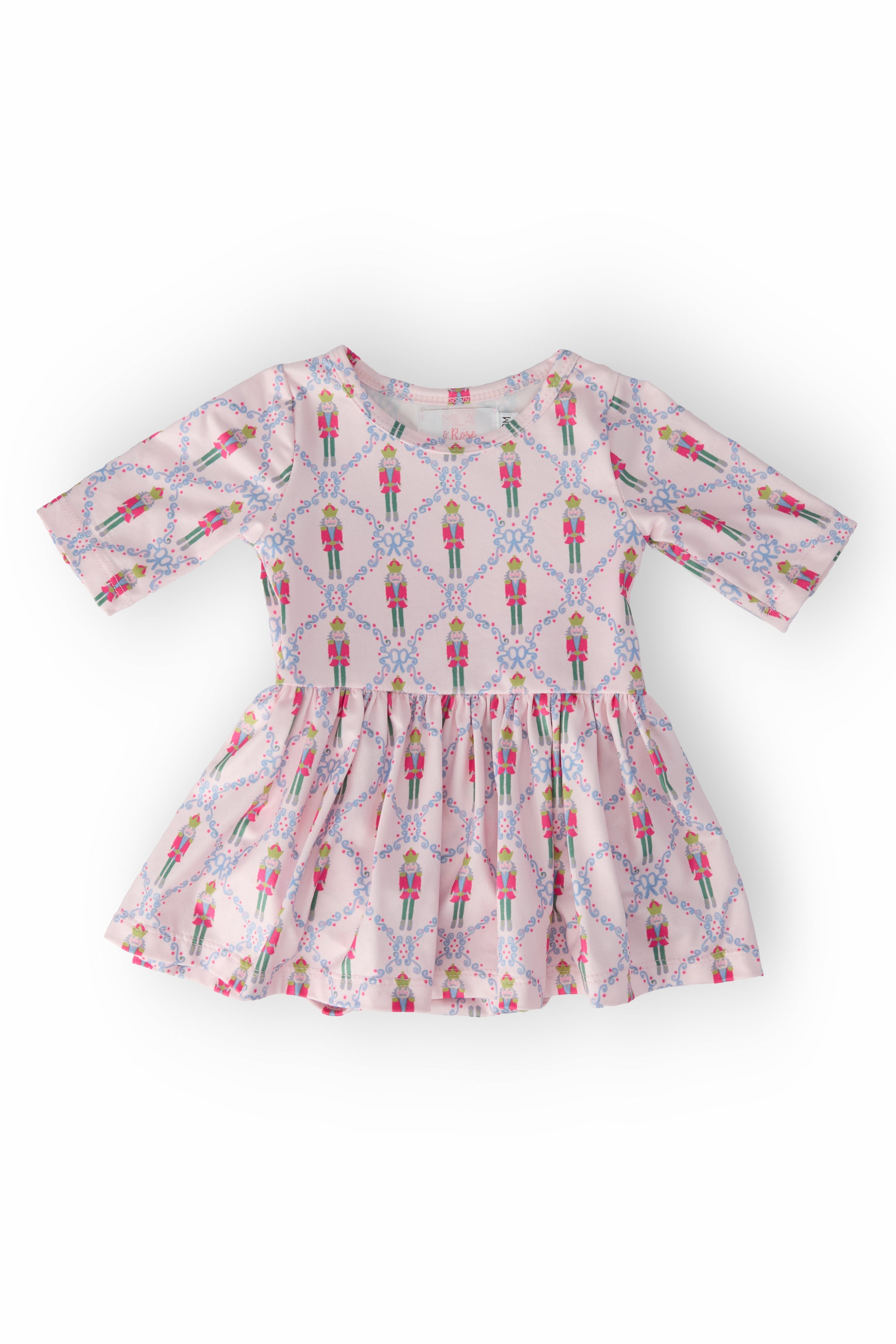 Pink Nutcracker 3/4 Sleeve Twirl Bodysuit - Aaria Tees Aaria Tees