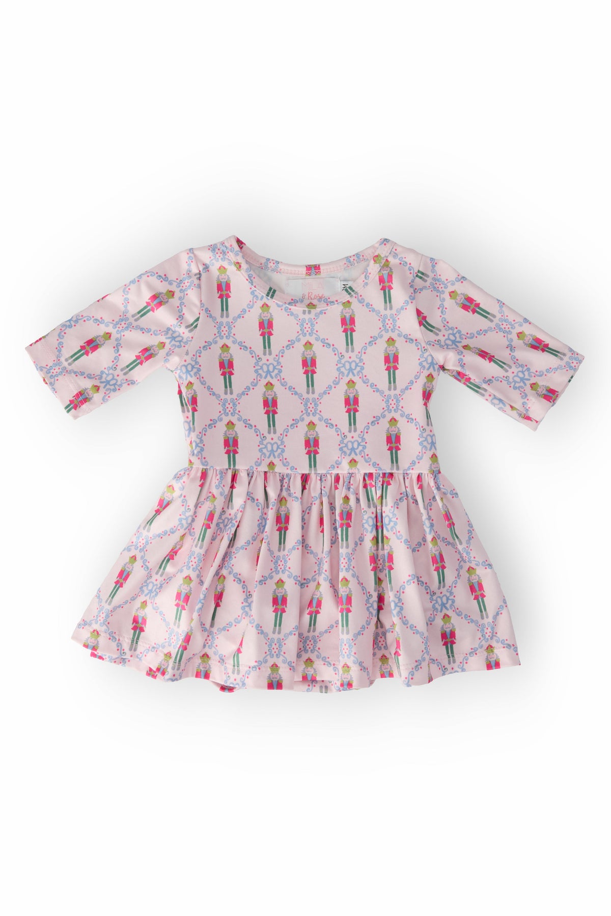 Pink Nutcracker 3/4 Sleeve Twirl Bodysuit - Aaria Tees
