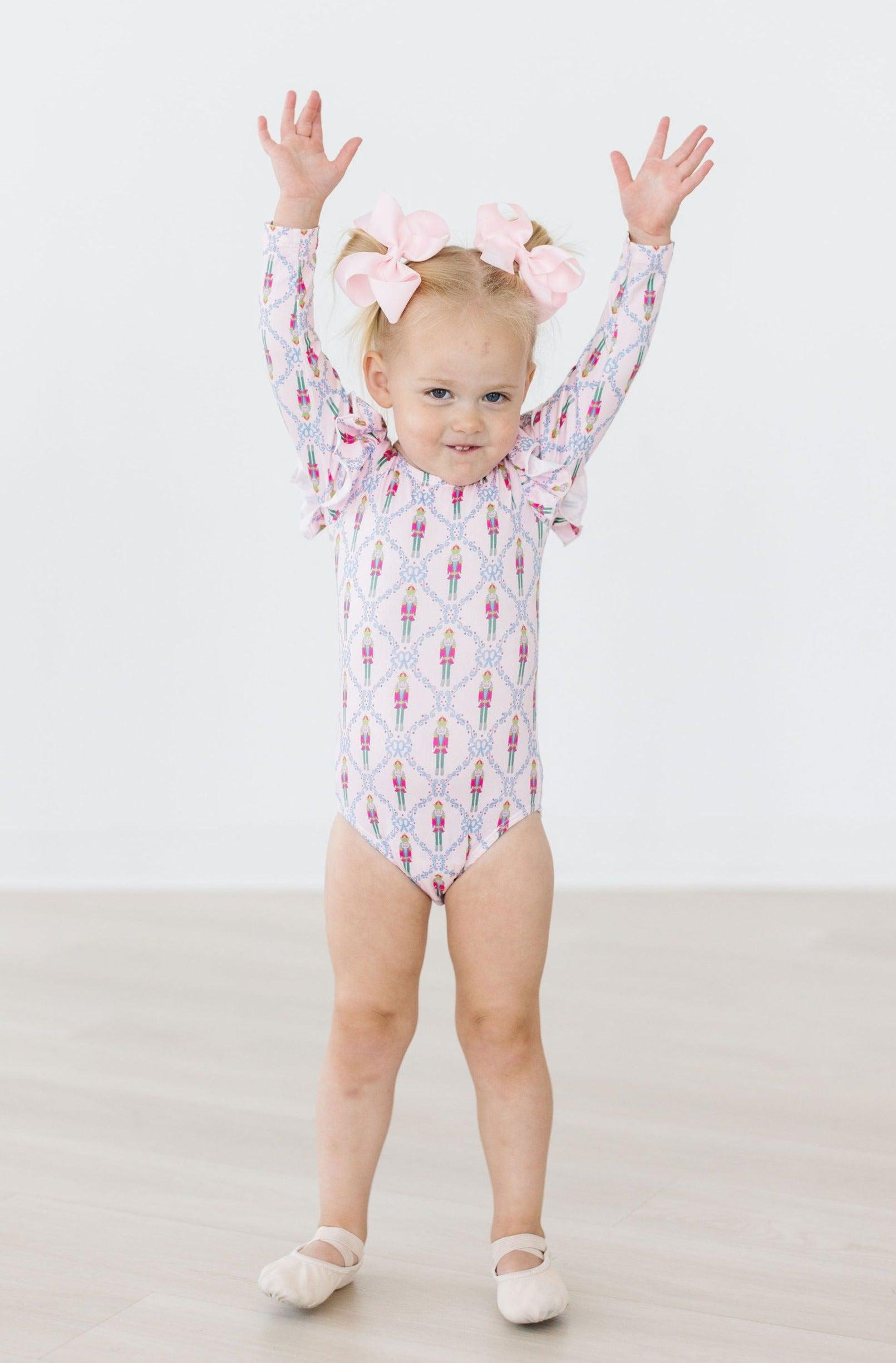 Pink Nutcracker L/S Flutter Sleeve Leotard - Aaria Tees Aaria Tees