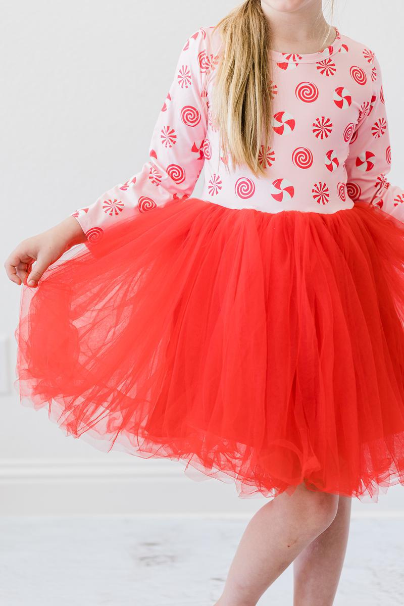 Pink Peppermint L/S Tutu Dress - Aaria Tees Aaria Tees