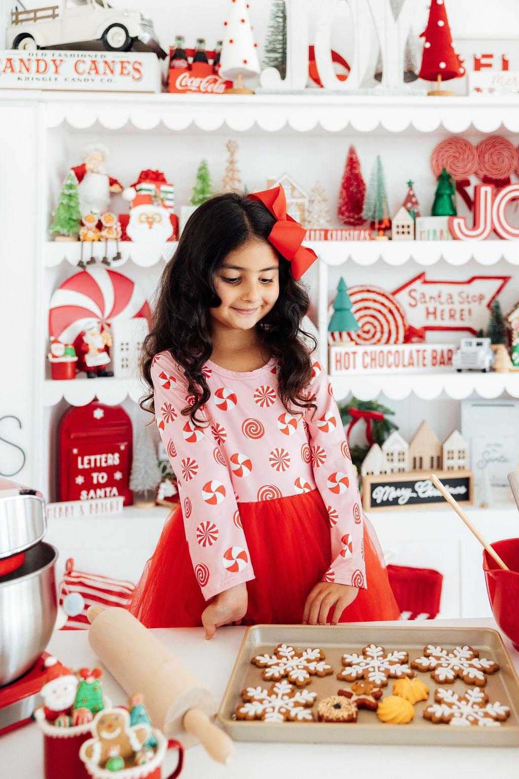Pink Peppermint L/S Tutu Dress - Aaria Tees Aaria Tees