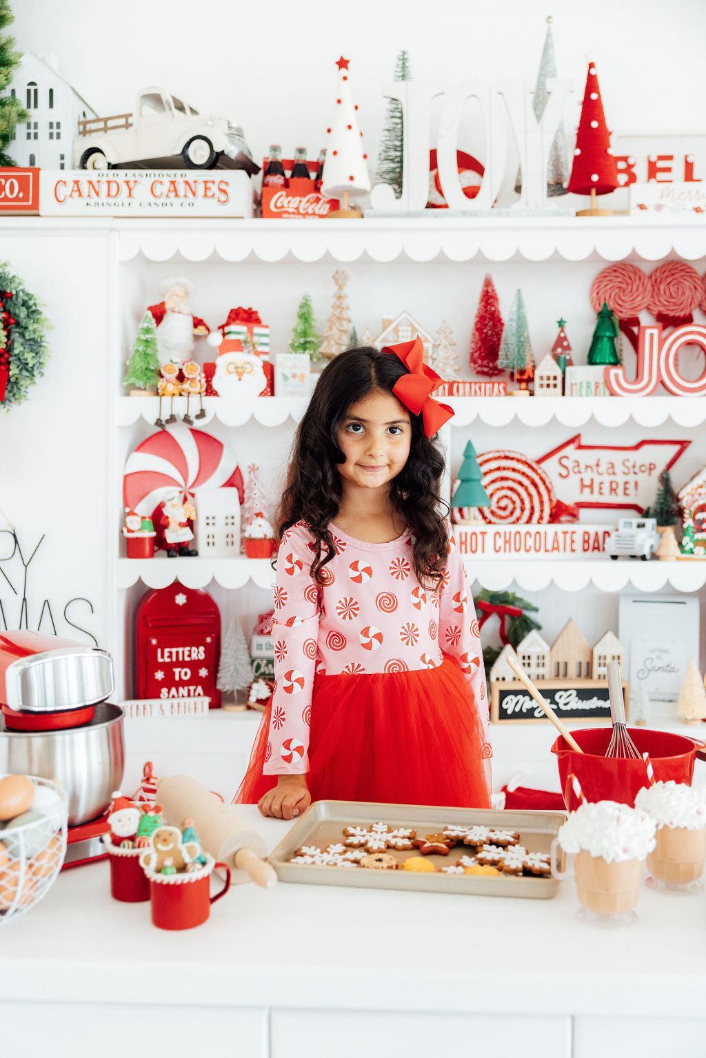 Pink Peppermint L/S Tutu Dress - Aaria Tees Aaria Tees