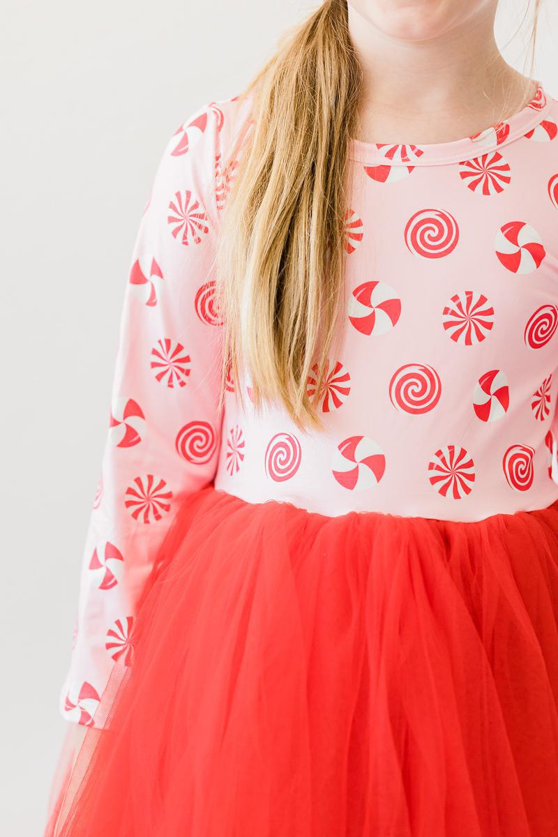Pink Peppermint L/S Tutu Dress - Aaria Tees Aaria Tees