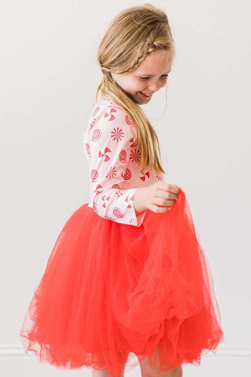 Pink Peppermint L/S Tutu Dress - Aaria Tees Aaria Tees