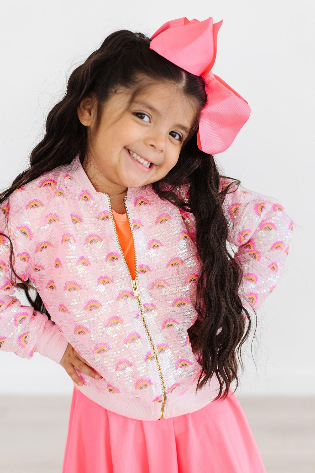 Pink Rainbow Sequin Jacket - Aaria Tees
