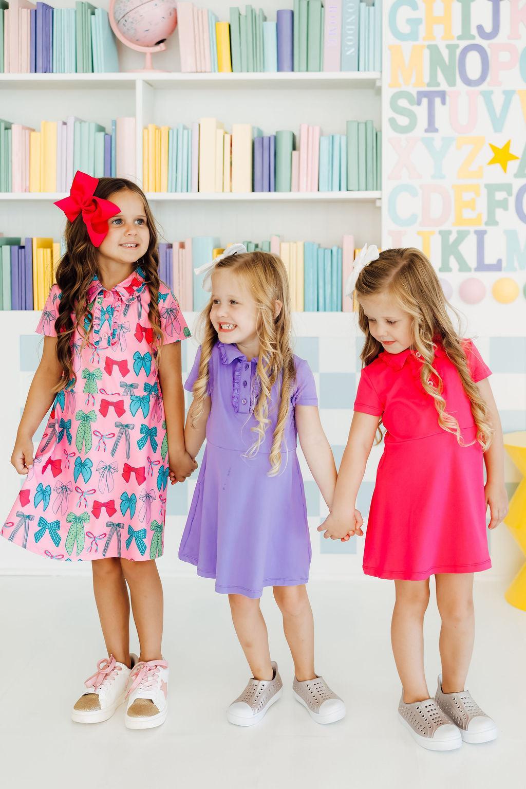 Hot Pink S/S Polo Dress - Aaria Tees Aaria Tees