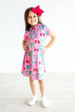 Pink Twirls & Ties S/S Polo Dress - Aaria Tees Aaria Tees
