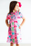 Pink Twirls & Ties S/S Polo Dress - Aaria Tees Aaria Tees