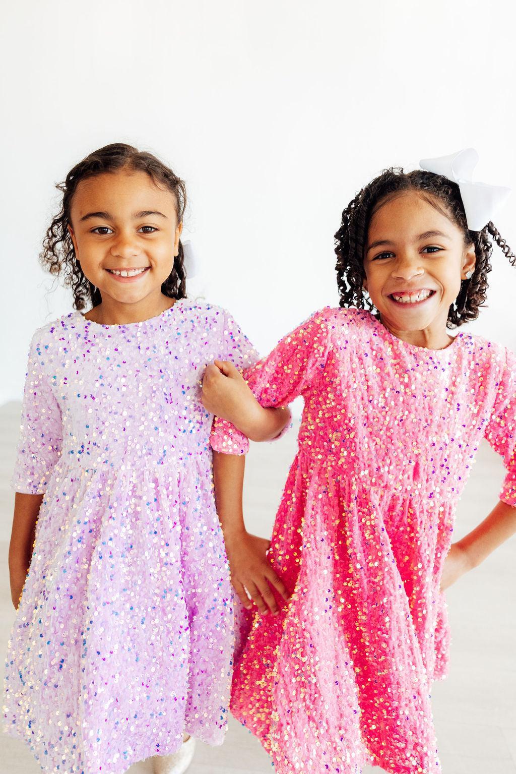 Pink Velvet Sequin Dress - Aaria Tees Aaria Tees