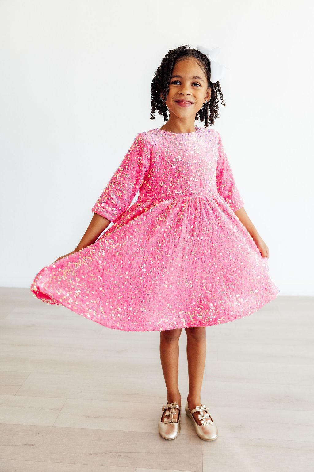 Pink Velvet Sequin Dress - Aaria Tees Aaria Tees