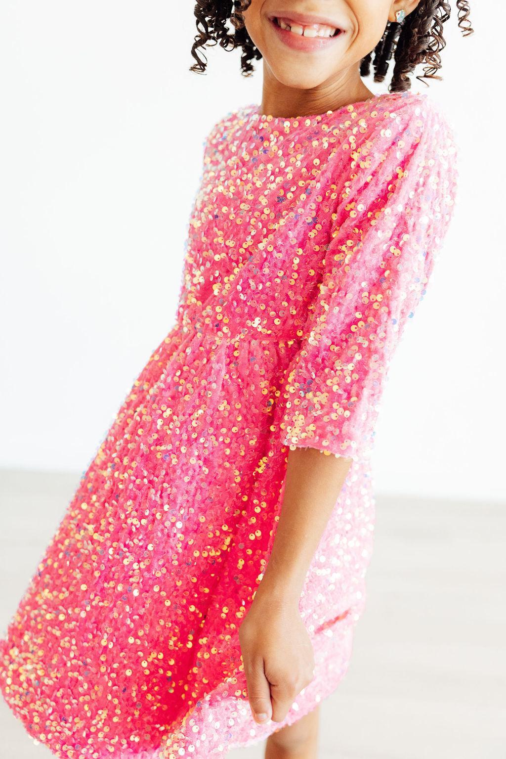 Pink Velvet Sequin Dress - Aaria Tees Aaria Tees