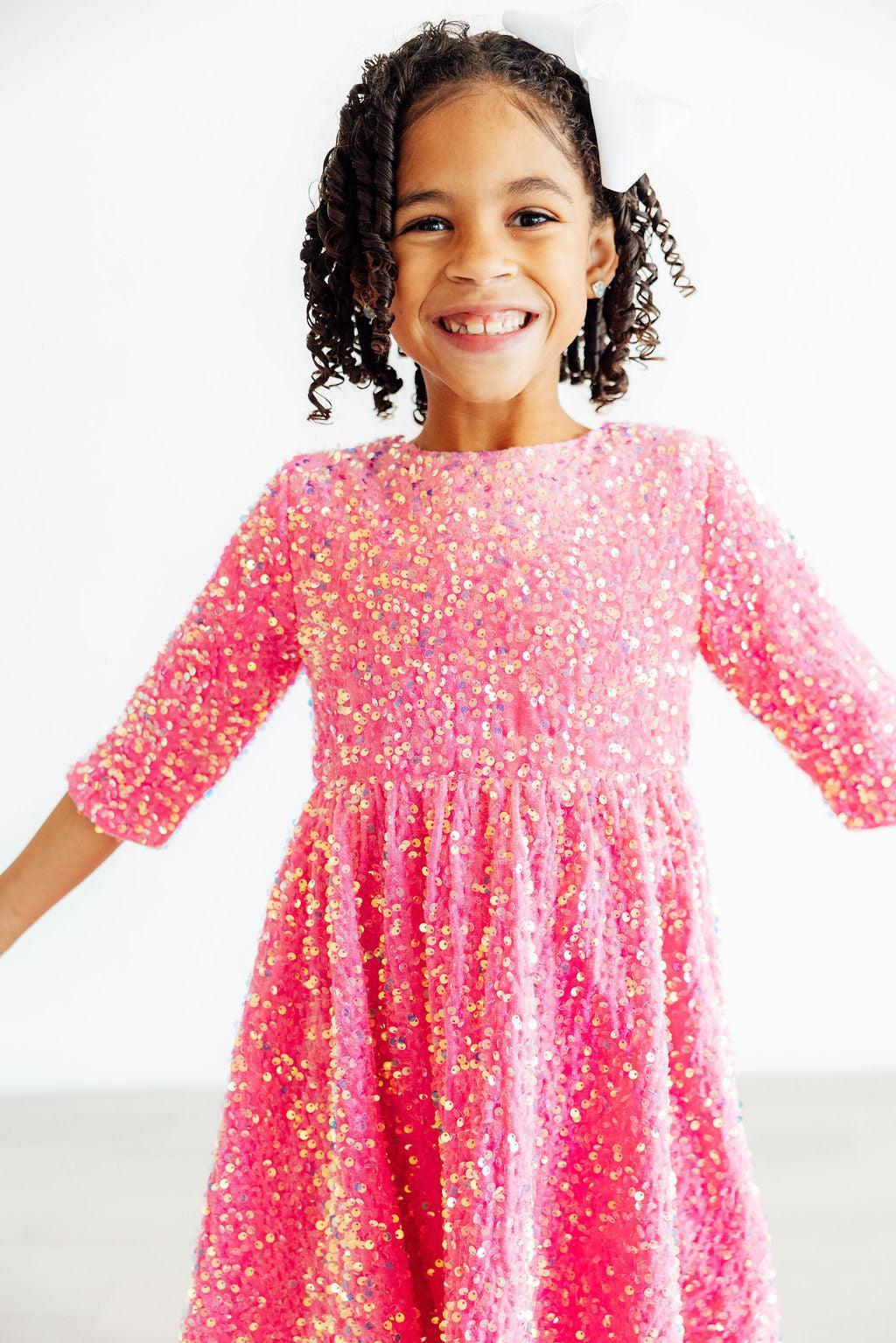 Pink Velvet Sequin Dress - Aaria Tees Aaria Tees