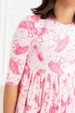 Pirouette 3/4 Sleeve Pocket Twirl Dress - Aaria Tees Aaria Tees