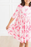 Pirouette 3/4 Sleeve Pocket Twirl Dress - Aaria Tees Aaria Tees