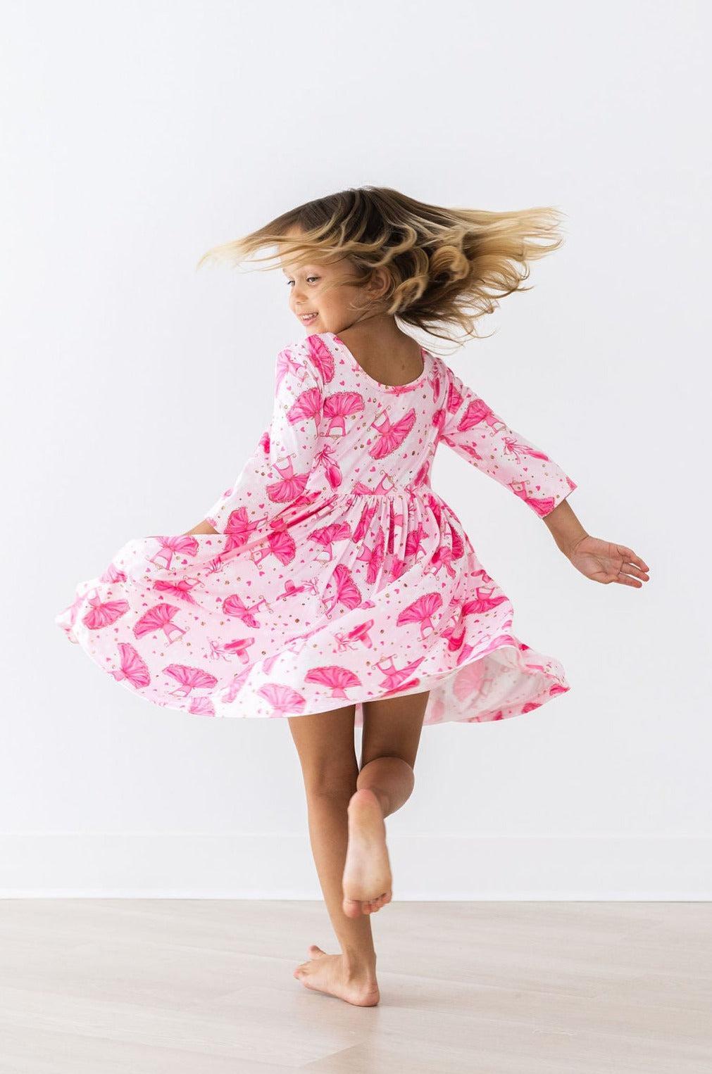 Pirouette 3/4 Sleeve Pocket Twirl Dress - Aaria Tees