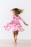 Pirouette 3/4 Sleeve Pocket Twirl Dress - Aaria Tees Aaria Tees