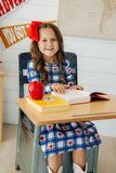 Plaid Apples L/S Pocket Twirl Dress - Aaria Tees Aaria Tees
