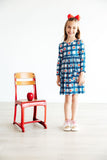 Plaid Apples L/S Pocket Twirl Dress - Aaria Tees Aaria Tees