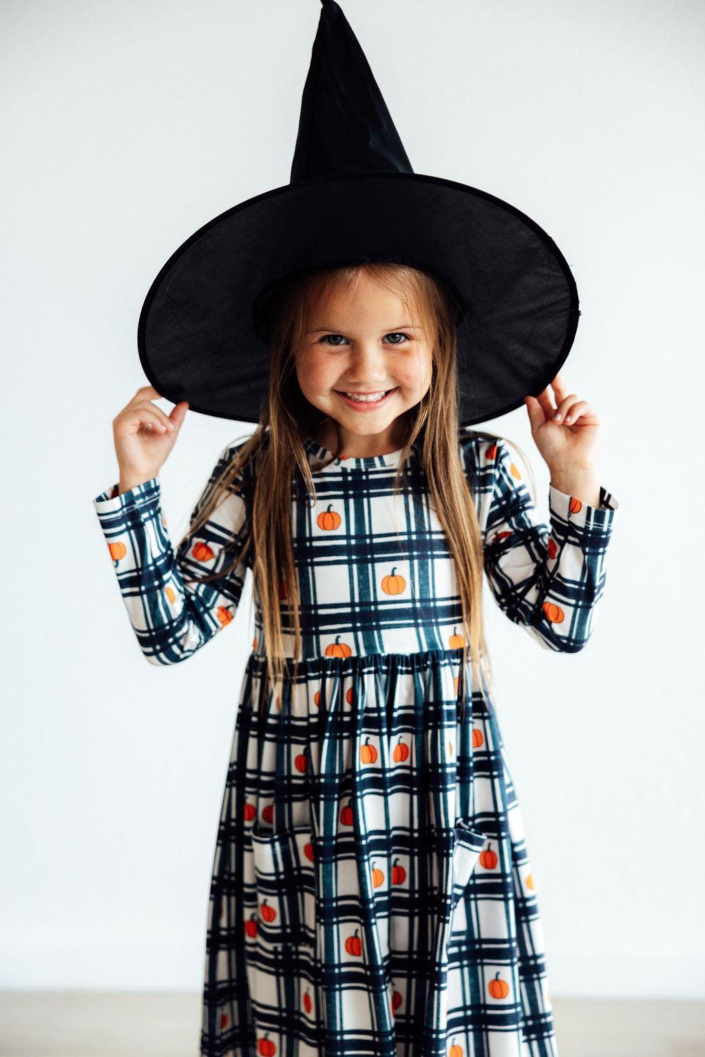 Plaid Pumpkins L/S Pocket Twirl Dress - Aaria Tees Aaria Tees