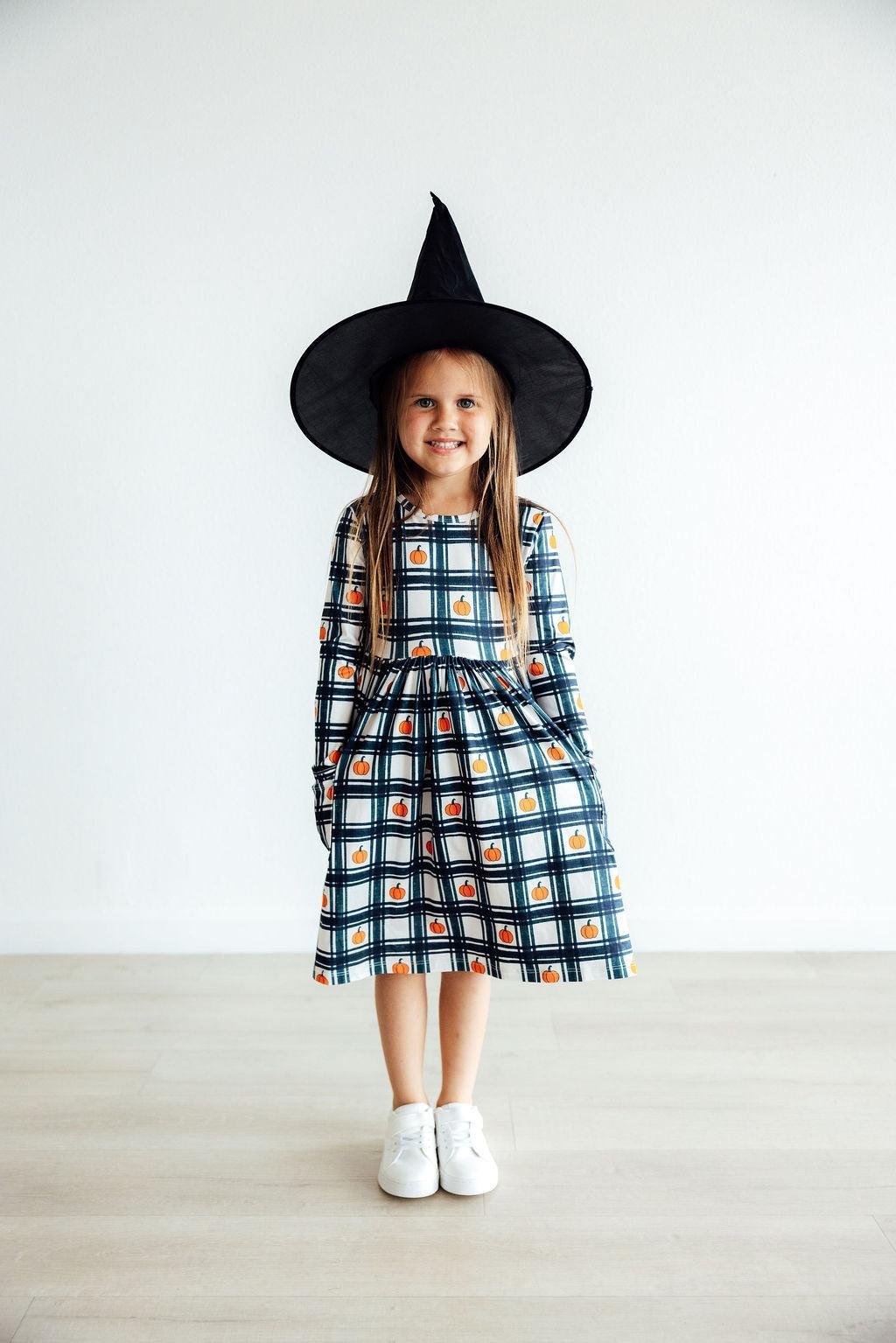 Plaid Pumpkins L/S Pocket Twirl Dress - Aaria Tees Aaria Tees