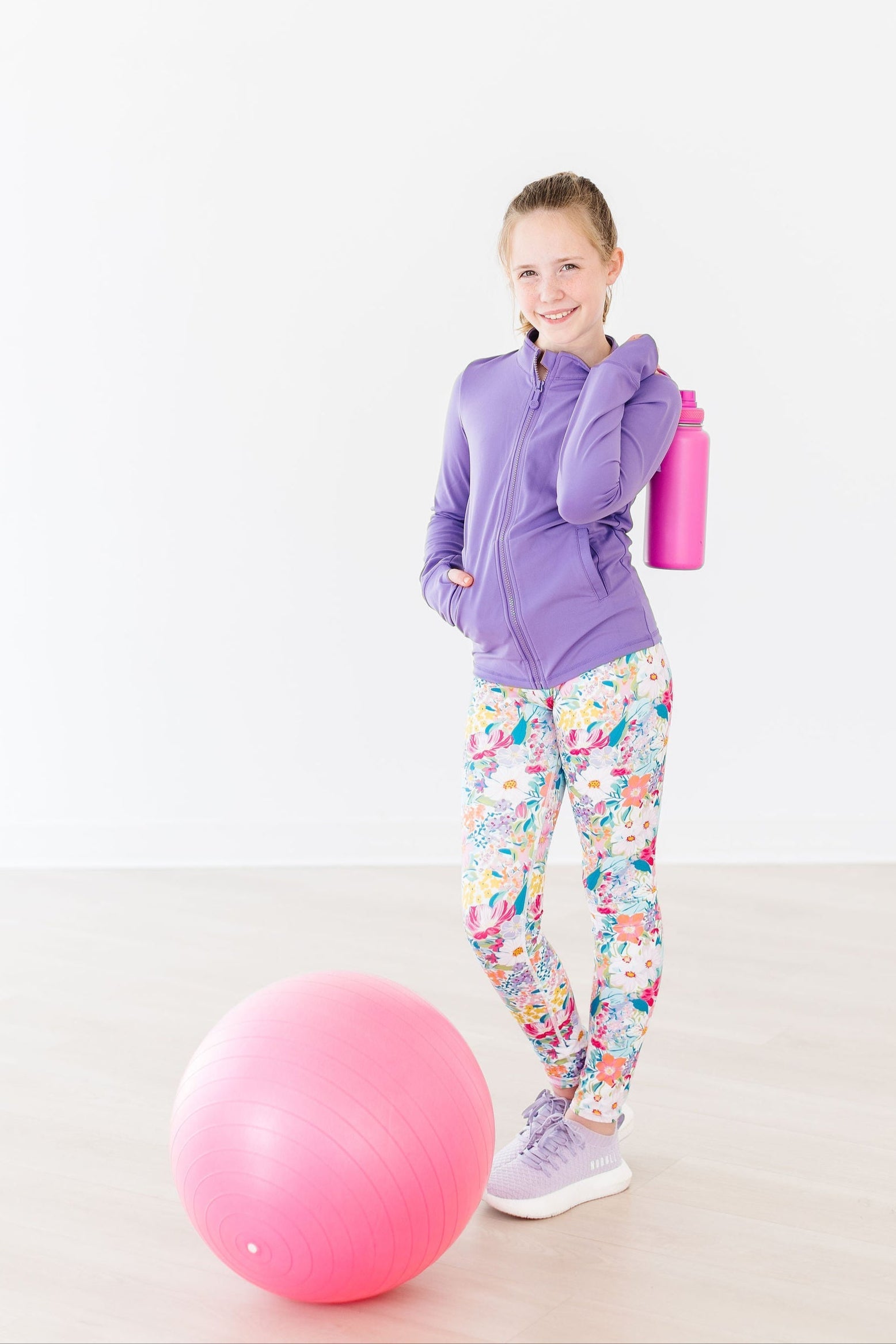 SALE Playful Purple Full-Zip Ruffle Active Jacket - Aaria Tees Aaria Tees