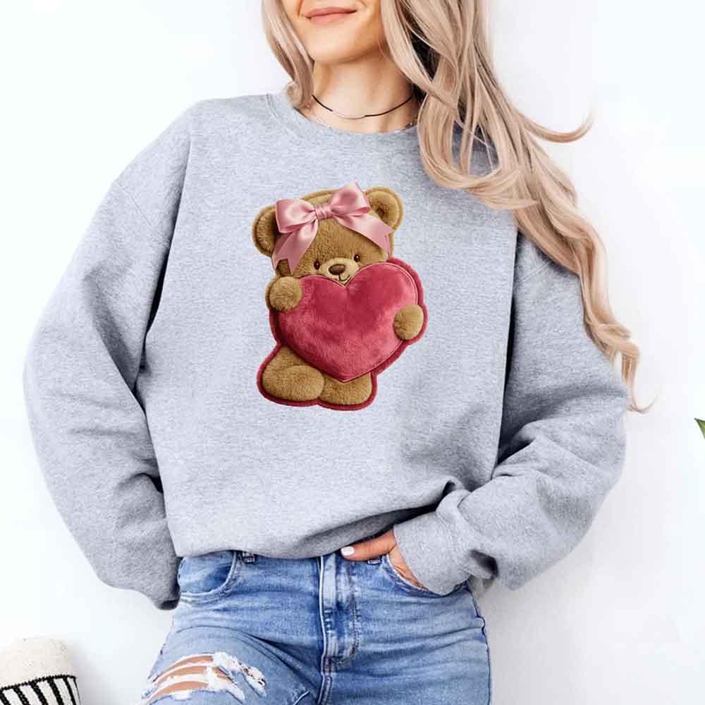 Plush Teddy Valentine Sweatshirt – Furry Look 3D Print Sweater - Aaria Tees Aaria Tees