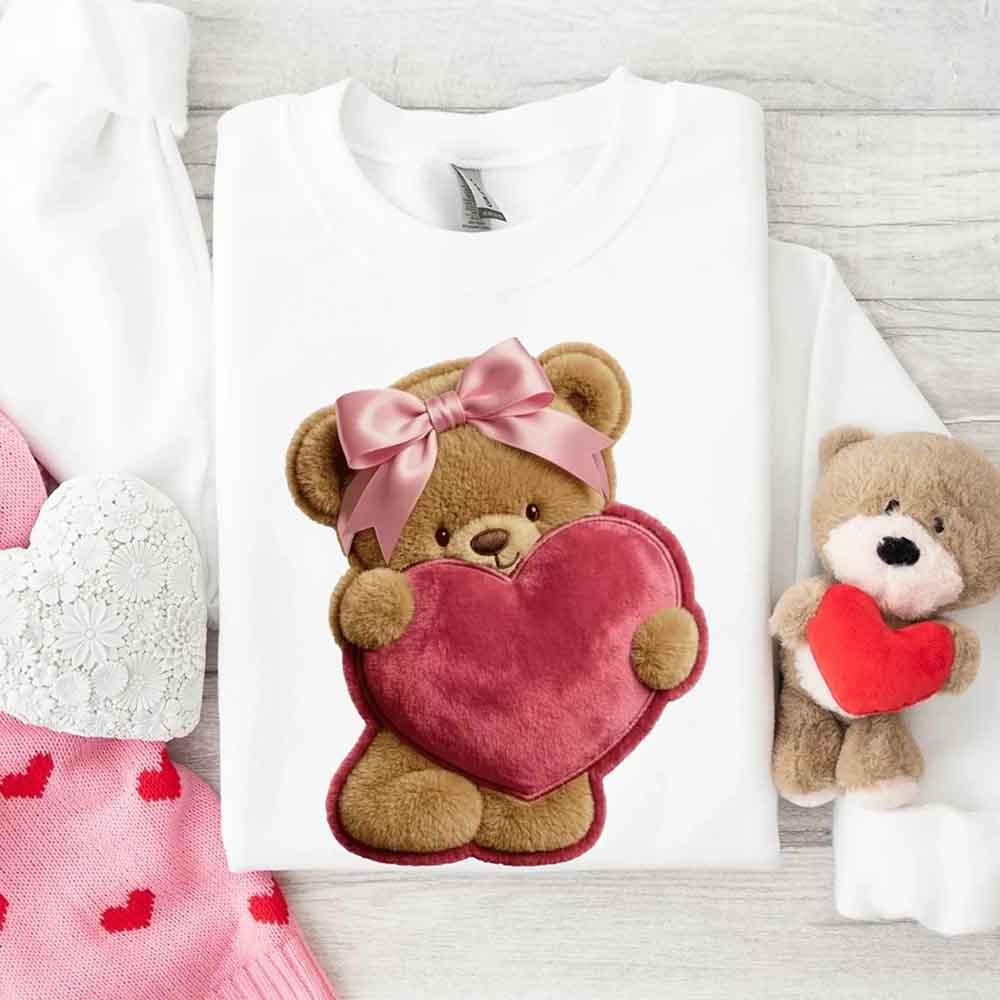 Plush Teddy Valentine Sweatshirt – Furry Look 3D Print Sweater - Aaria Tees Aaria Tees