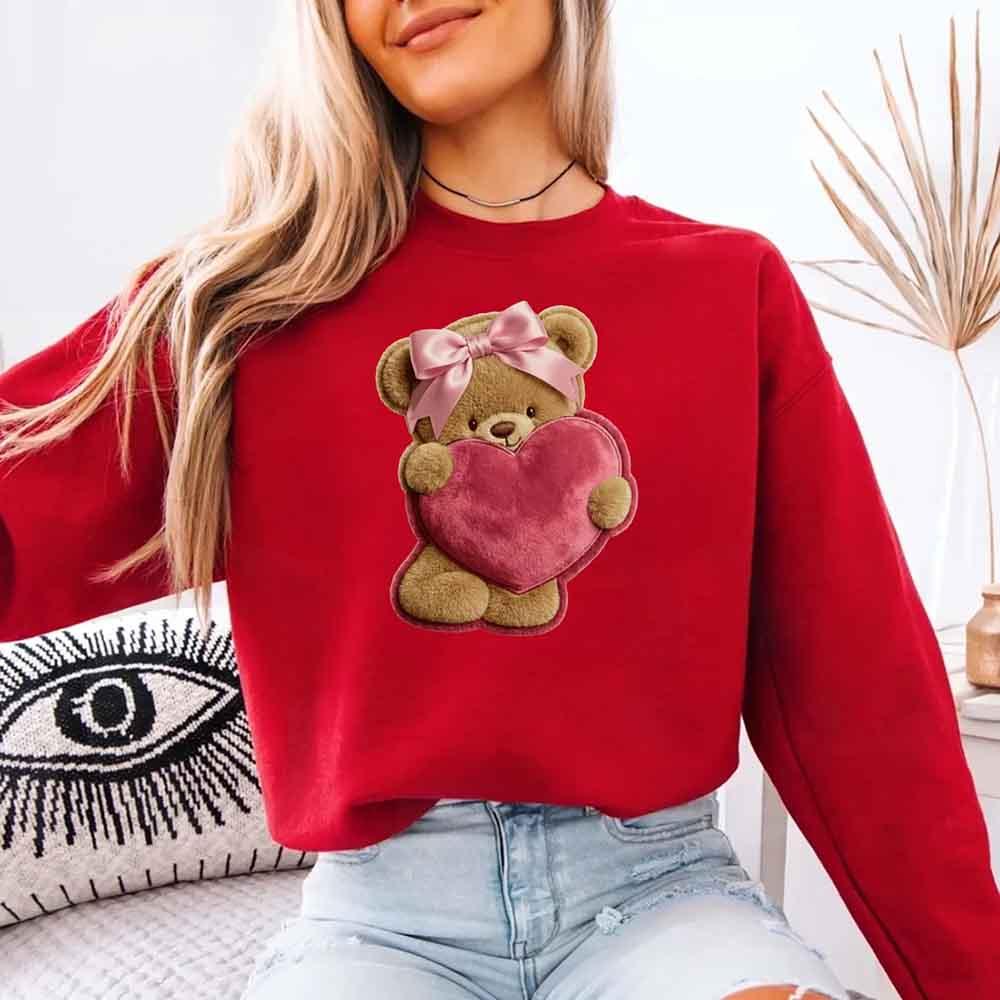 Plush Teddy Valentine Sweatshirt – Furry Look 3D Print Sweater - Aaria Tees Aaria Tees